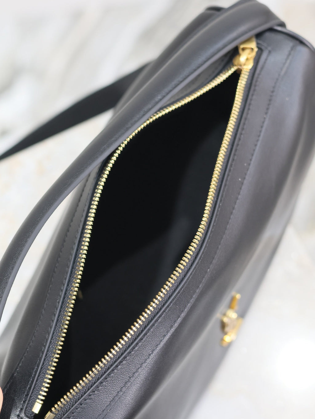 Saint Laurent Camera Supple Bag 28 in Black Smooth Lambskin Gold Hardware