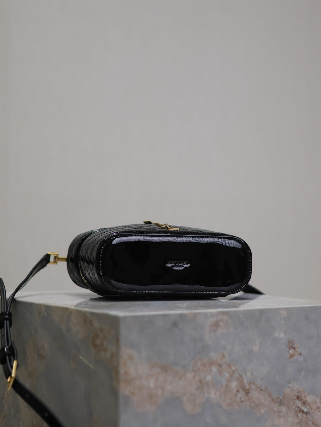 Saint Laurent Gaby Mini Vanity 18 in Black Glossy Lambskin Gold Hardware Bag