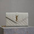 Saint Laurent Envelope Chain Bag 22 in White Lambskin Gold Hardware
