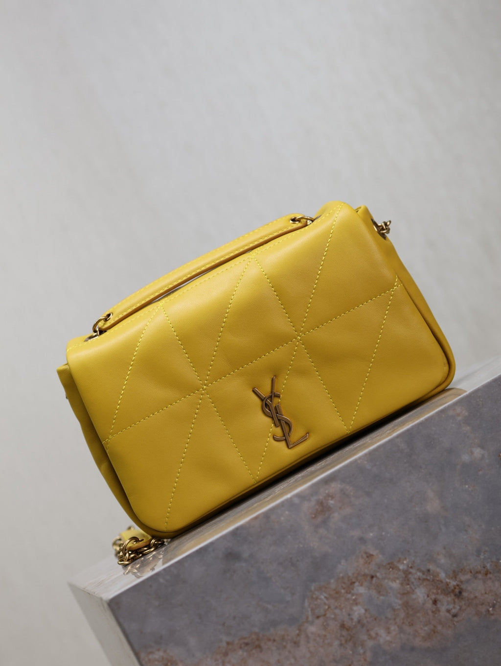 Saint Laurent Jamie 4.3 Mini Bag 20 in Mustard Yellow Lambskin Copper Hardware