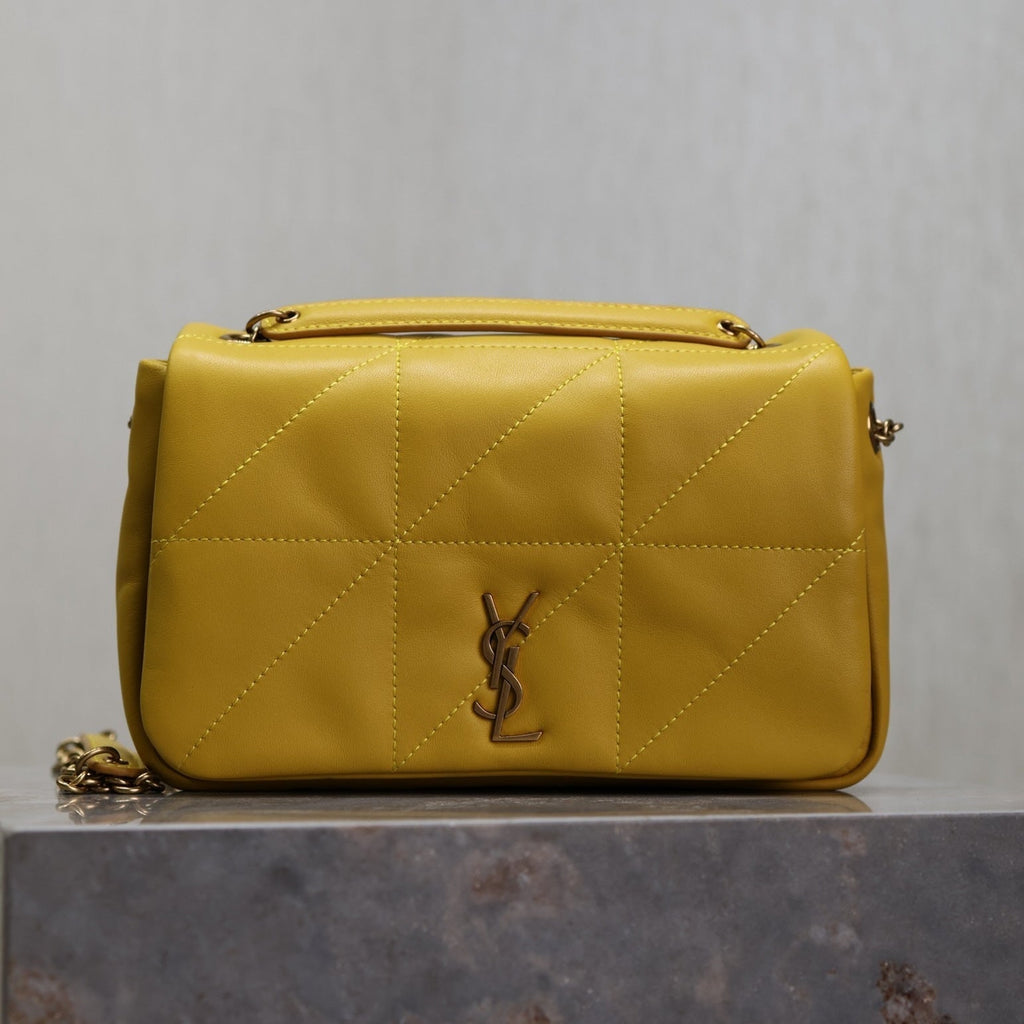 Saint Laurent Jamie 4.3 Mini Bag 20 in Mustard Yellow Lambskin Copper Hardware