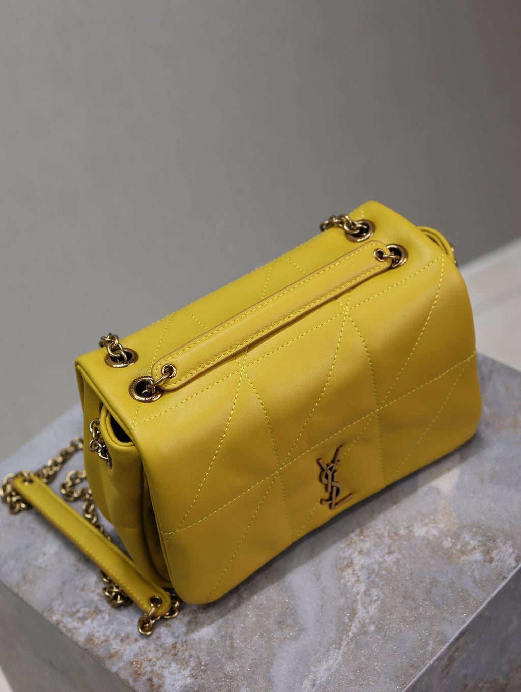 Saint Laurent Jamie 4.3 Mini Bag 20 in Mustard Yellow Lambskin Copper Hardware