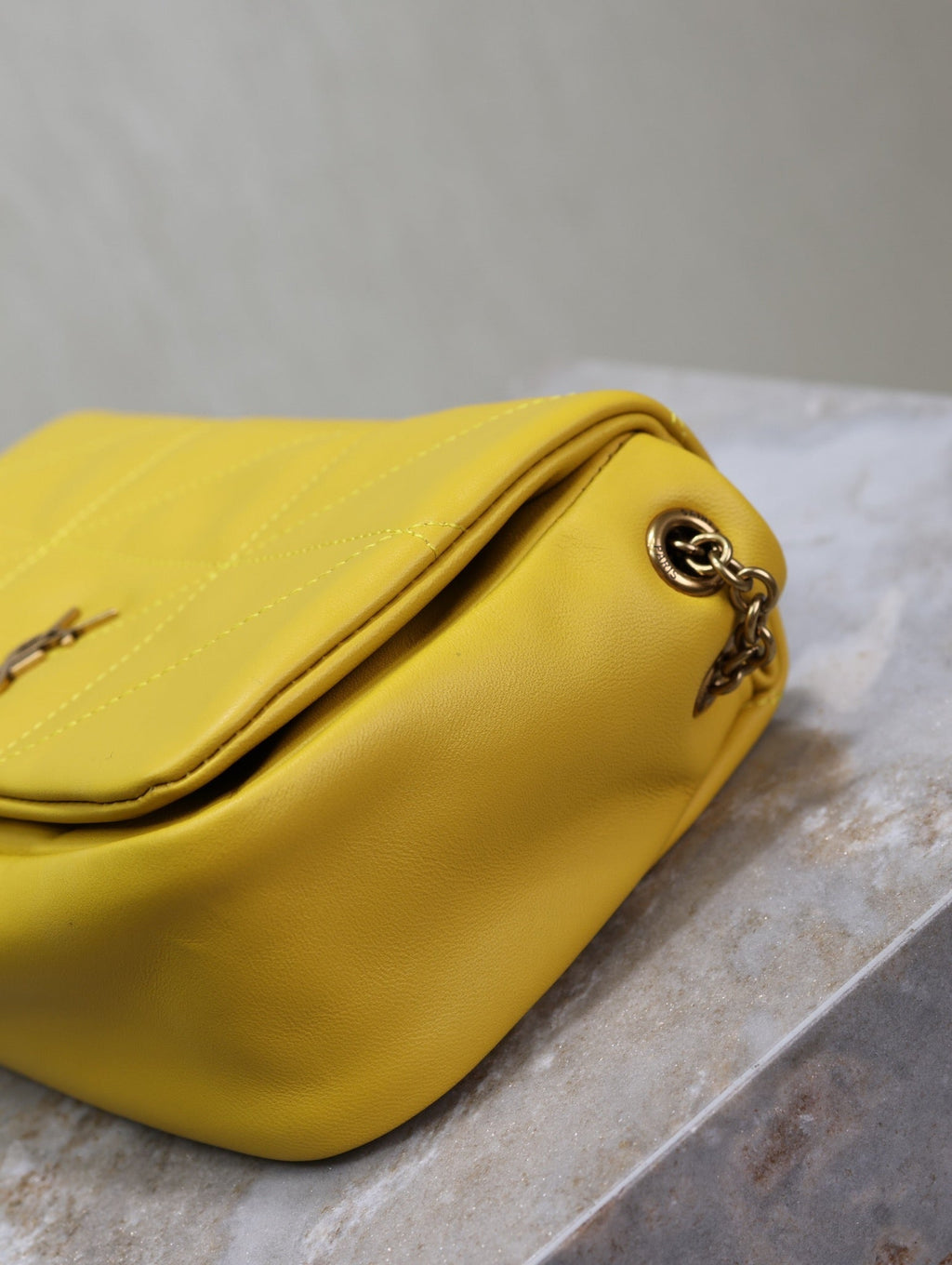 Saint Laurent Jamie 4.3 Mini Bag 20 in Mustard Yellow Lambskin Copper Hardware