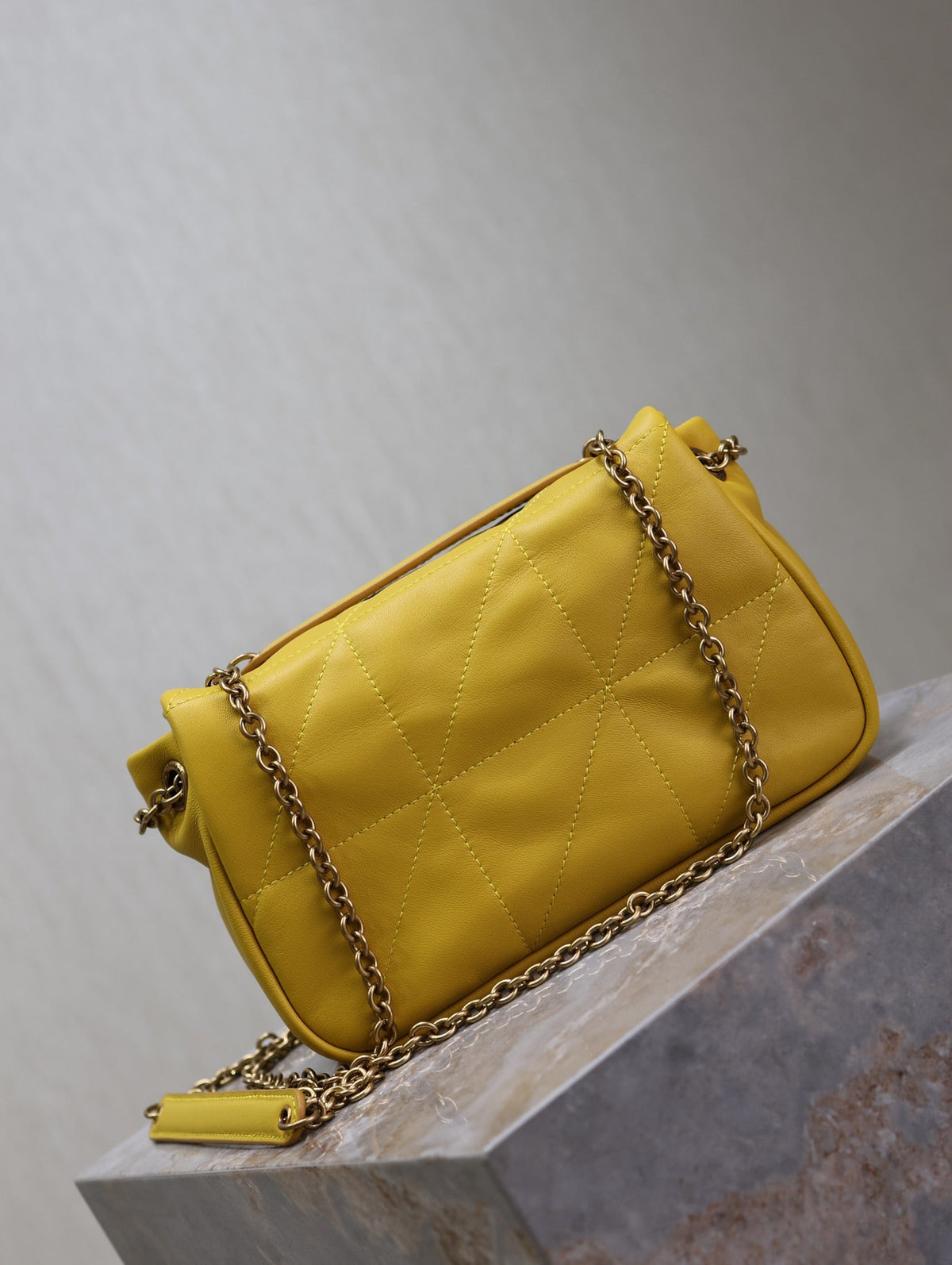 Saint Laurent Jamie 4.3 Mini Bag 20 in Mustard Yellow Lambskin Copper Hardware