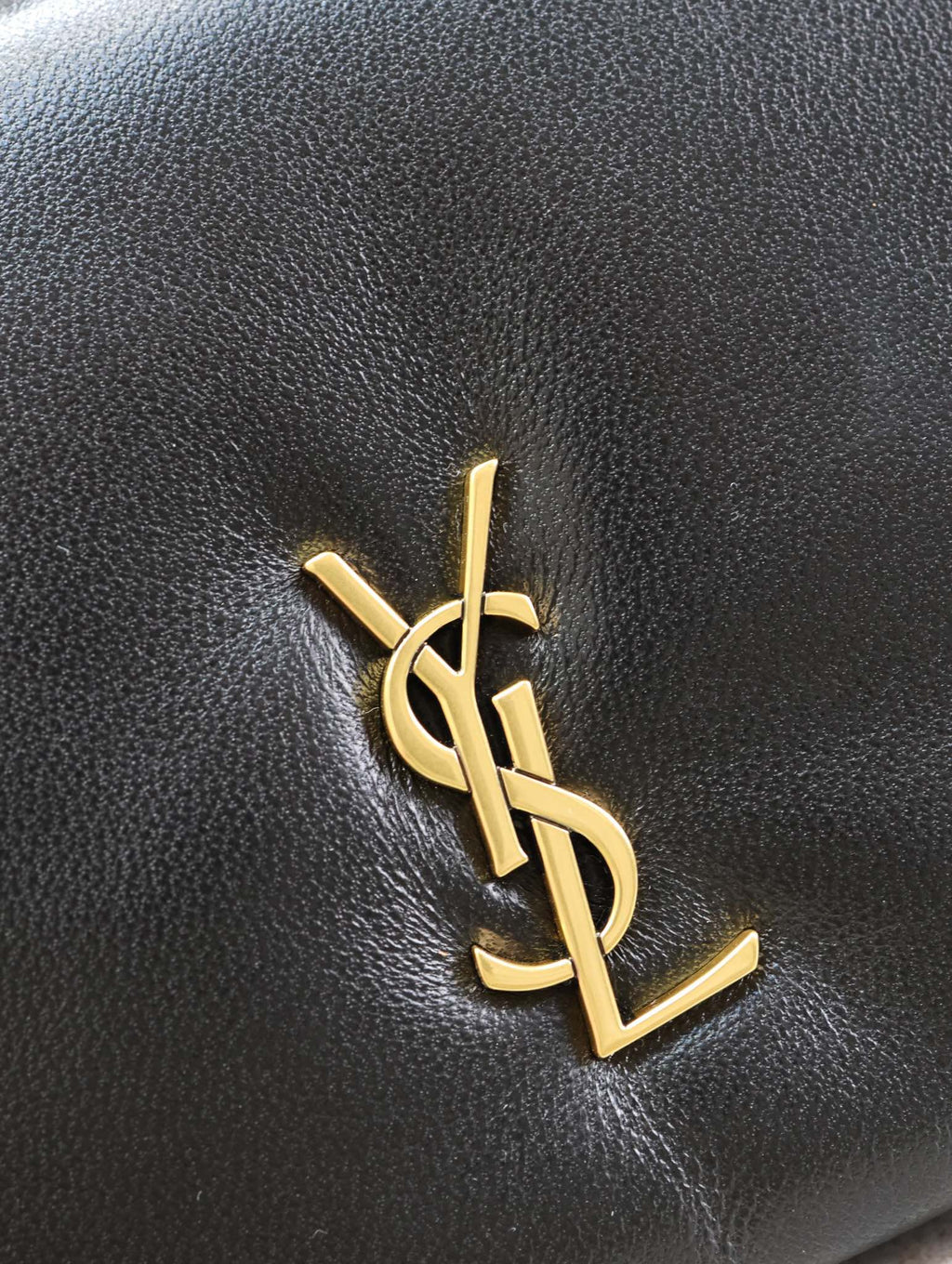 Saint Laurent Calypso Pouch 24 in Black Lambskin Gold Logo