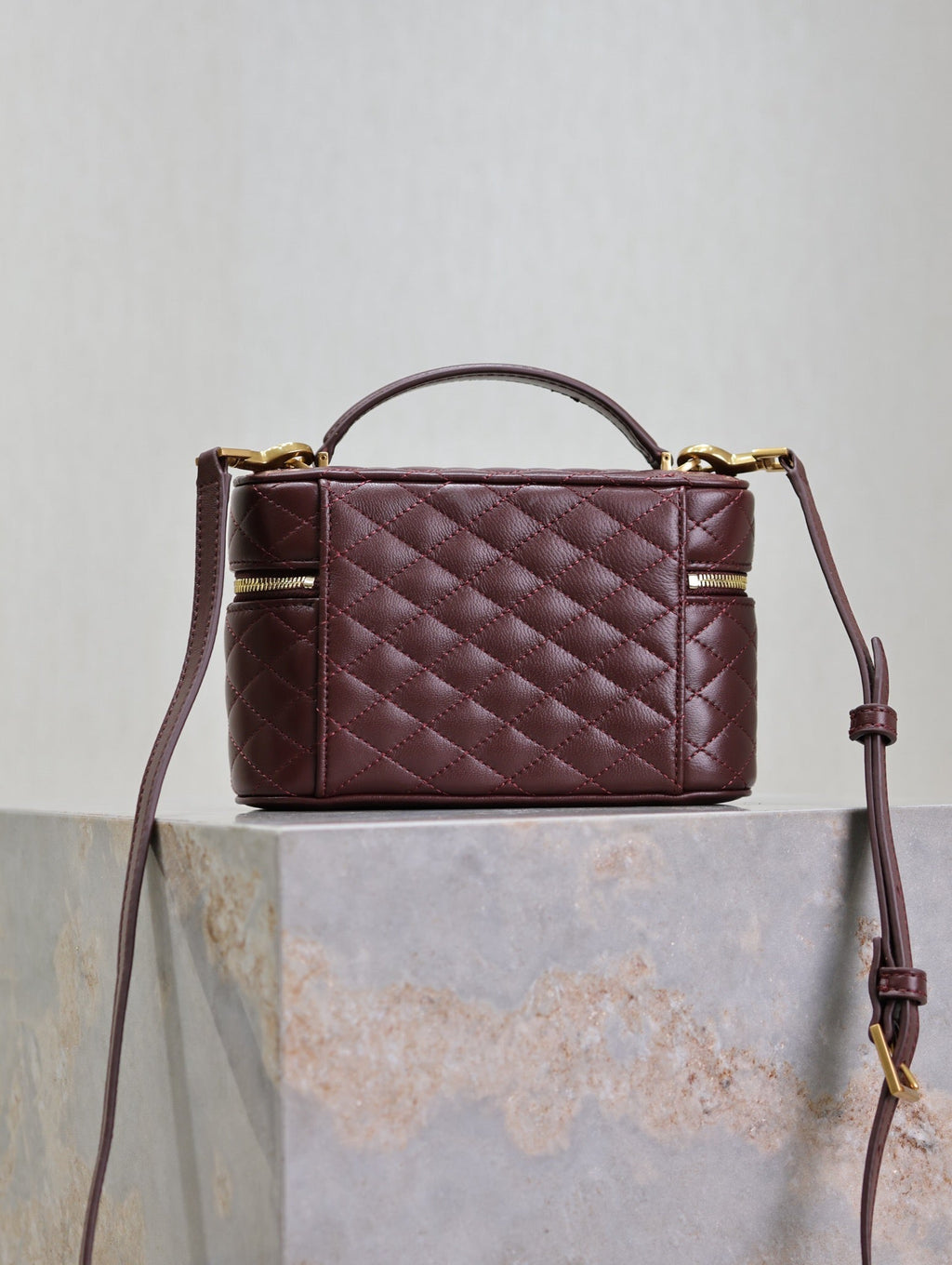 Saint Laurent Gaby Mini Vanity 18 in Auburn Red Lambskin Gold Hardware Bag