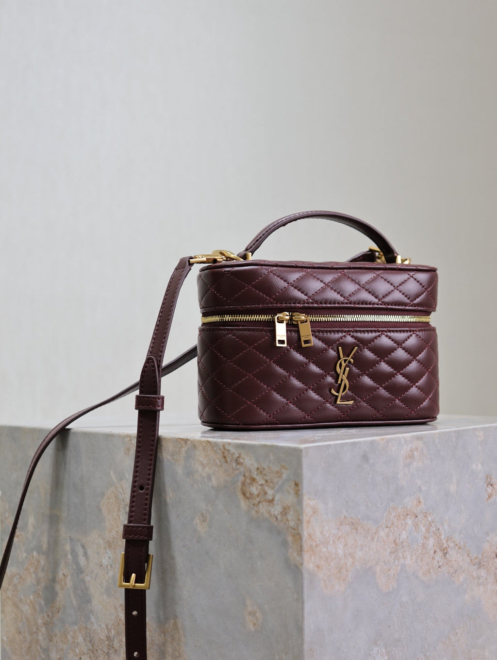 Saint Laurent Gaby Mini Vanity 18 in Auburn Red Lambskin Gold Hardware Bag