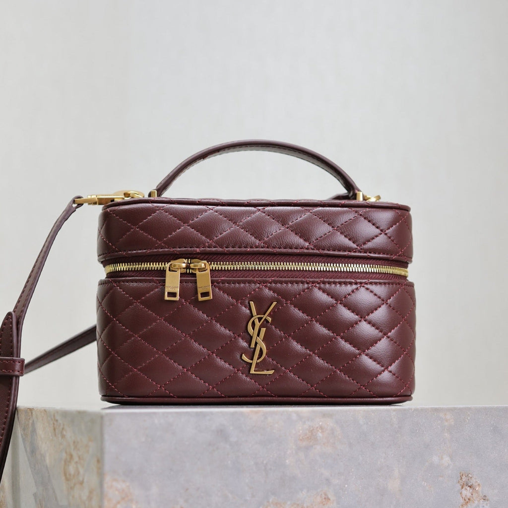 Saint Laurent Gaby Mini Vanity 18 in Auburn Red Lambskin Gold Hardware Bag