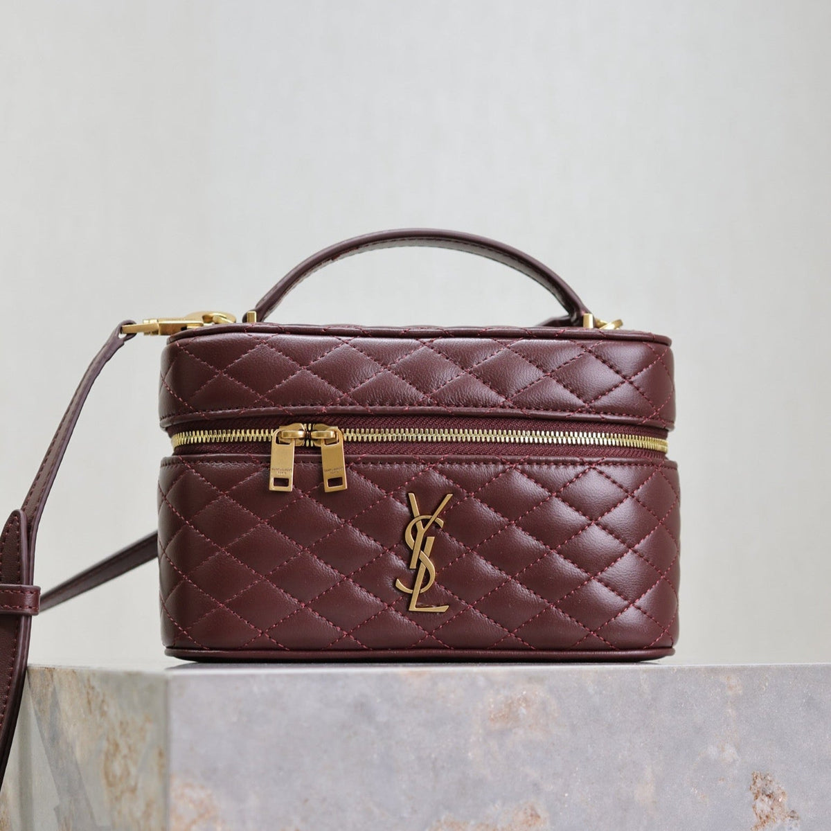 Saint Laurent Gaby Mini Vanity 18 in Auburn Red Lambskin Gold Hardware Bag