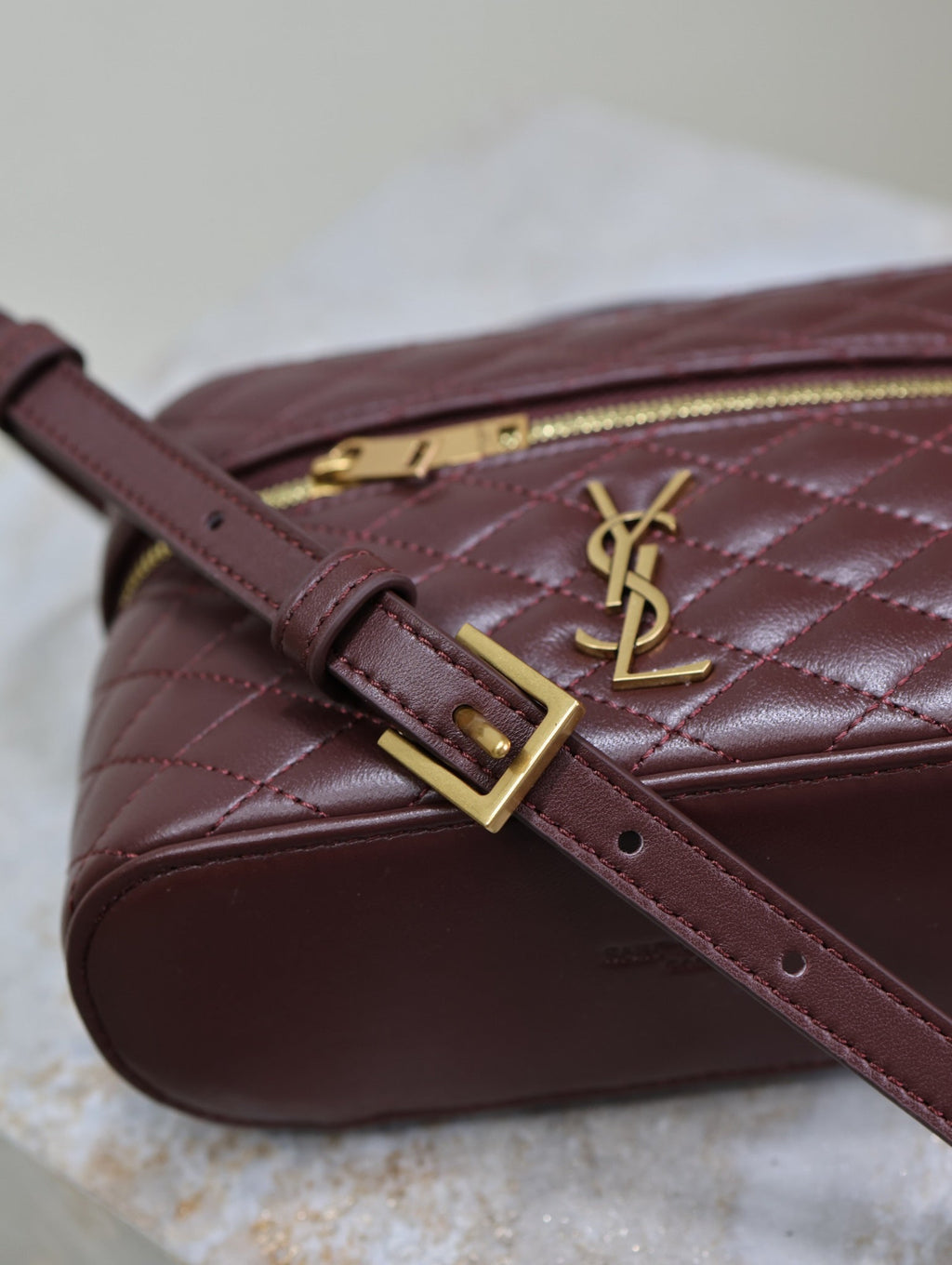 Saint Laurent Gaby Mini Vanity 18 in Auburn Red Lambskin Gold Hardware Bag