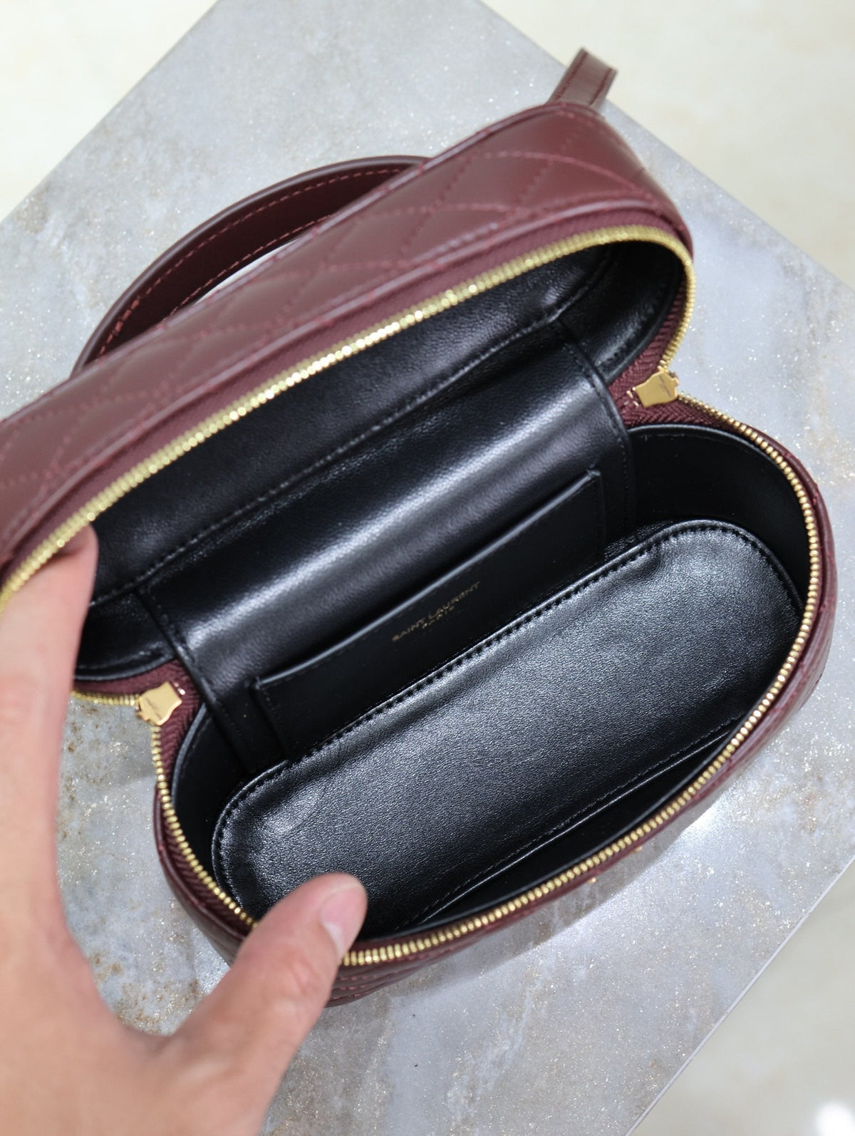 Saint Laurent Gaby Mini Vanity 18 in Auburn Red Lambskin Gold Hardware Bag