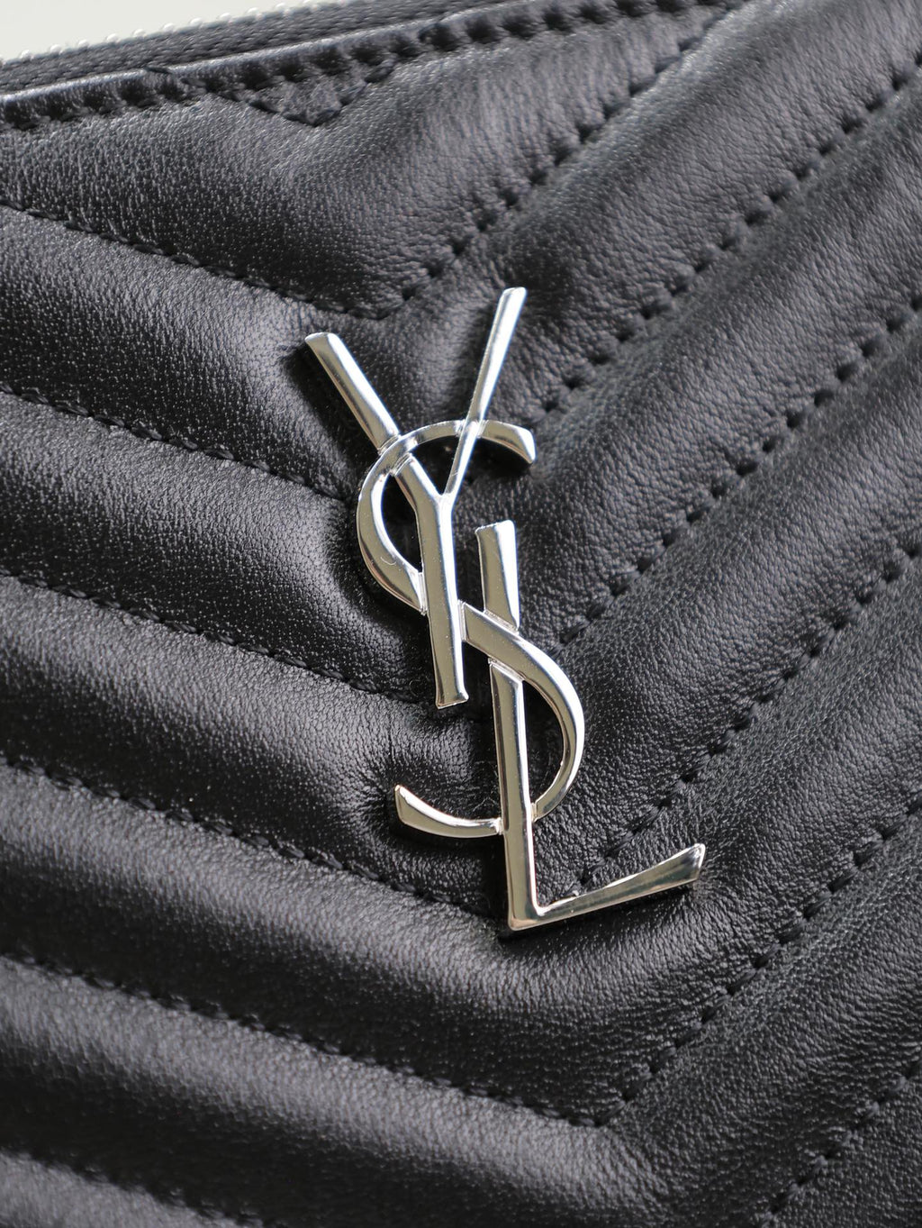 Saint Laurent Clutch 36 in Black Quilted Calfskin Silver Buckle