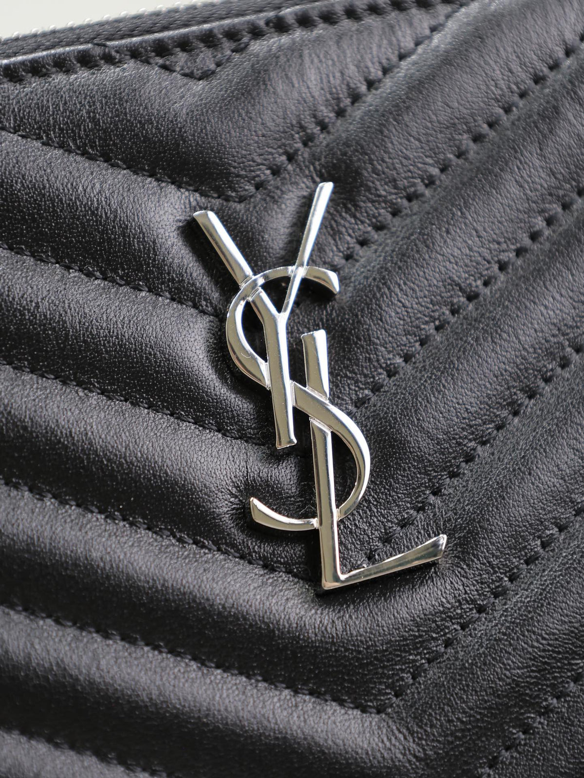 Saint Laurent Clutch 36 in Black Quilted Calfskin Silver Buckle