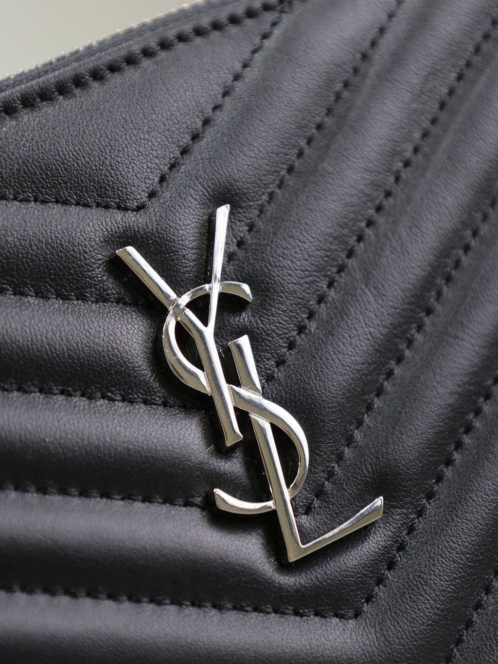 Saint Laurent Clutch 30 in Black Quilted Calfskin Silver Buckle