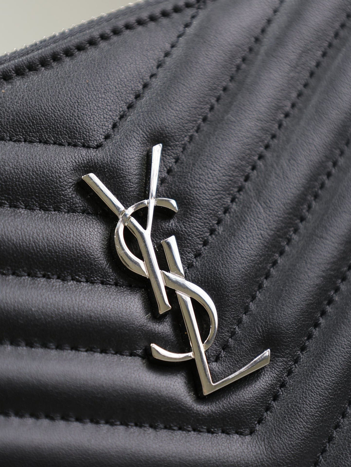 Saint Laurent Clutch 30 in Black Quilted Calfskin Silver Buckle