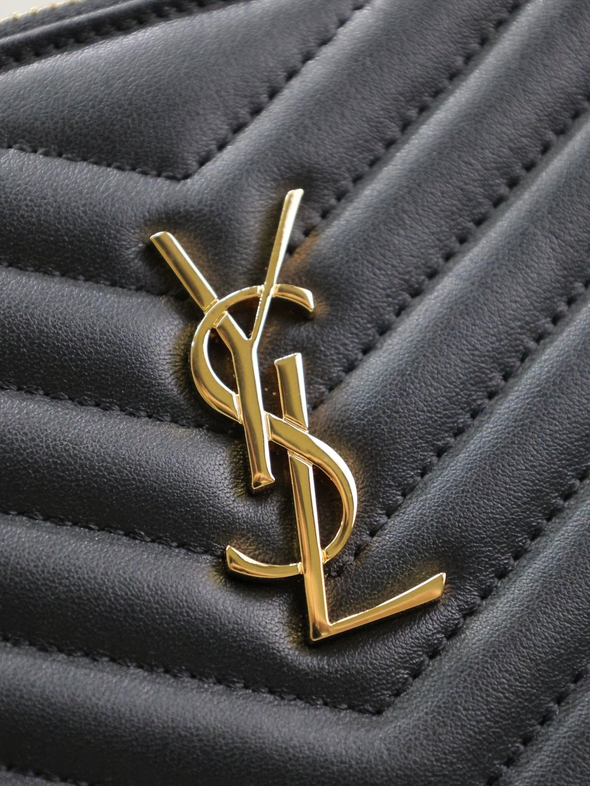 Saint Laurent Clutch 30 in Black Quilted Calfskin Gold Buckle