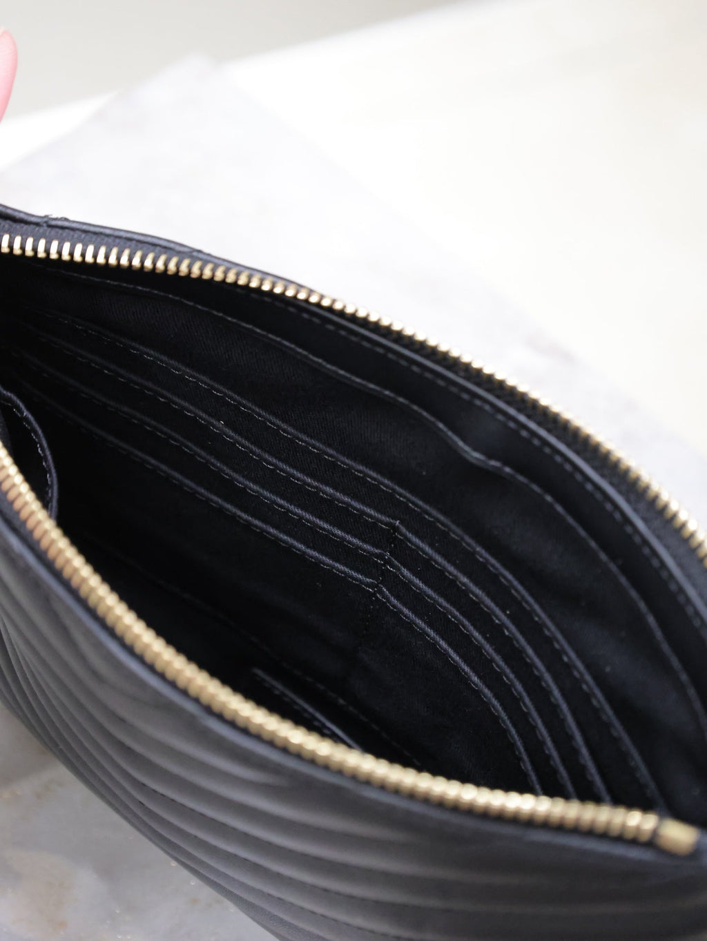 Saint Laurent Clutch 24 in Black Quilted Calfskin Gold Buckle