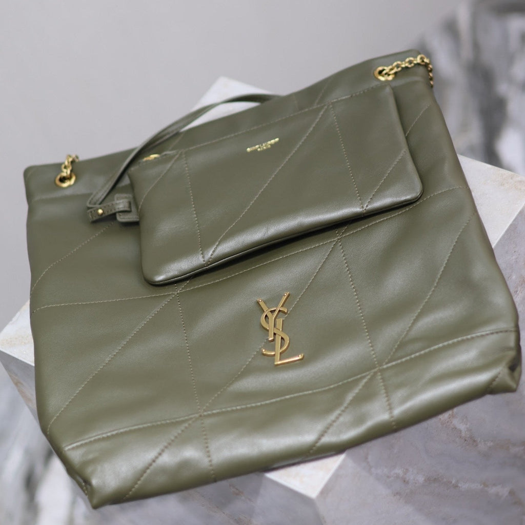 Saint Laurent Jamie Pochon 38 in Army Green Lambskin Gold Hardware Bag