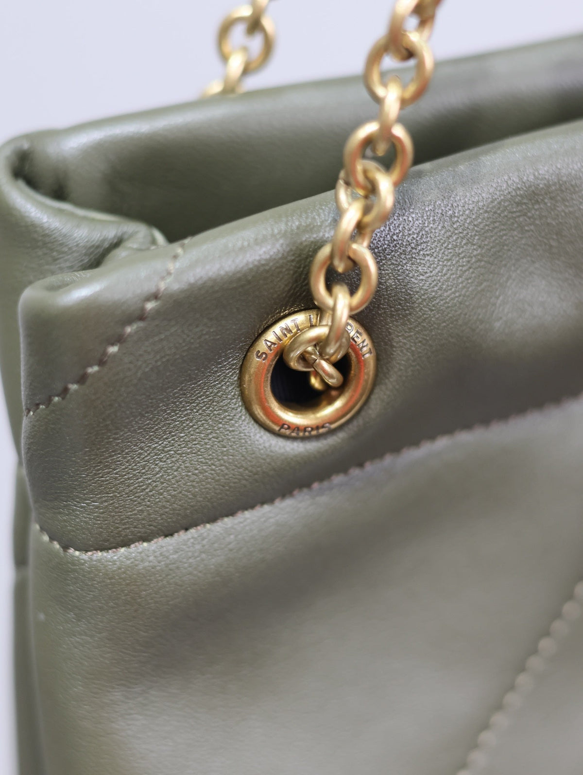 Saint Laurent Jamie Pochon 38 in Army Green Lambskin Gold Hardware Bag