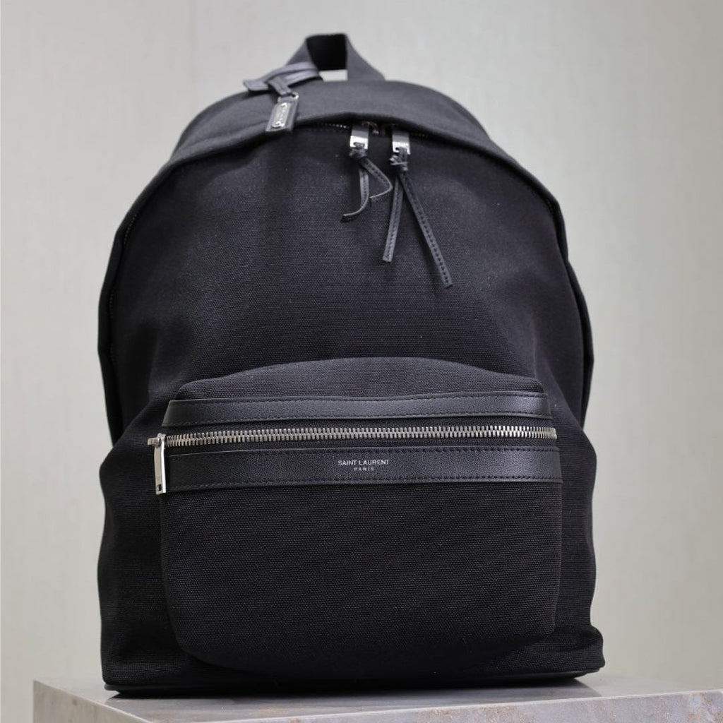 Saint Laurent City Backpack 35 in Black Canvas