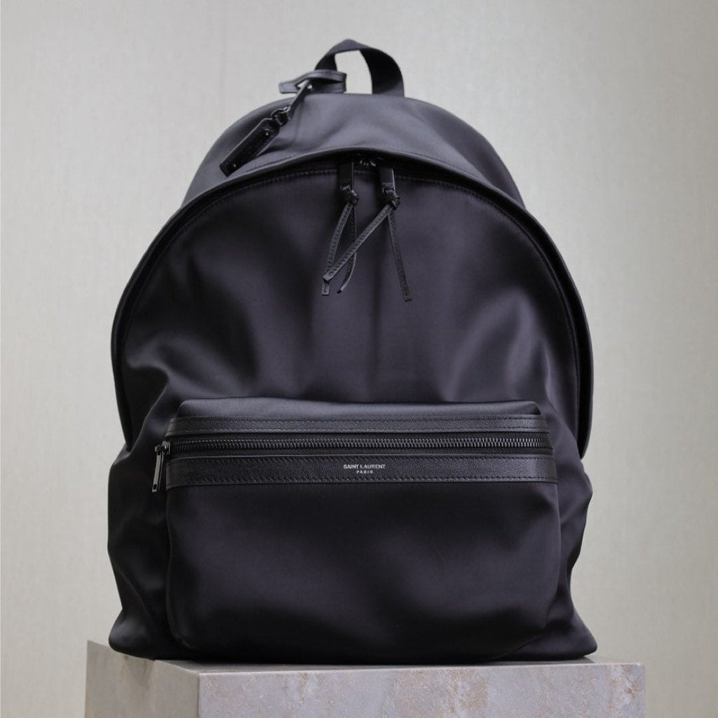 Saint Laurent City Backpack 38 in Black Silk