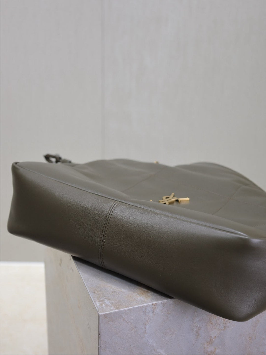 Saint Laurent Jamie Large Pochon 34 in Uniform Green Lambskin Copper Hardware Bag