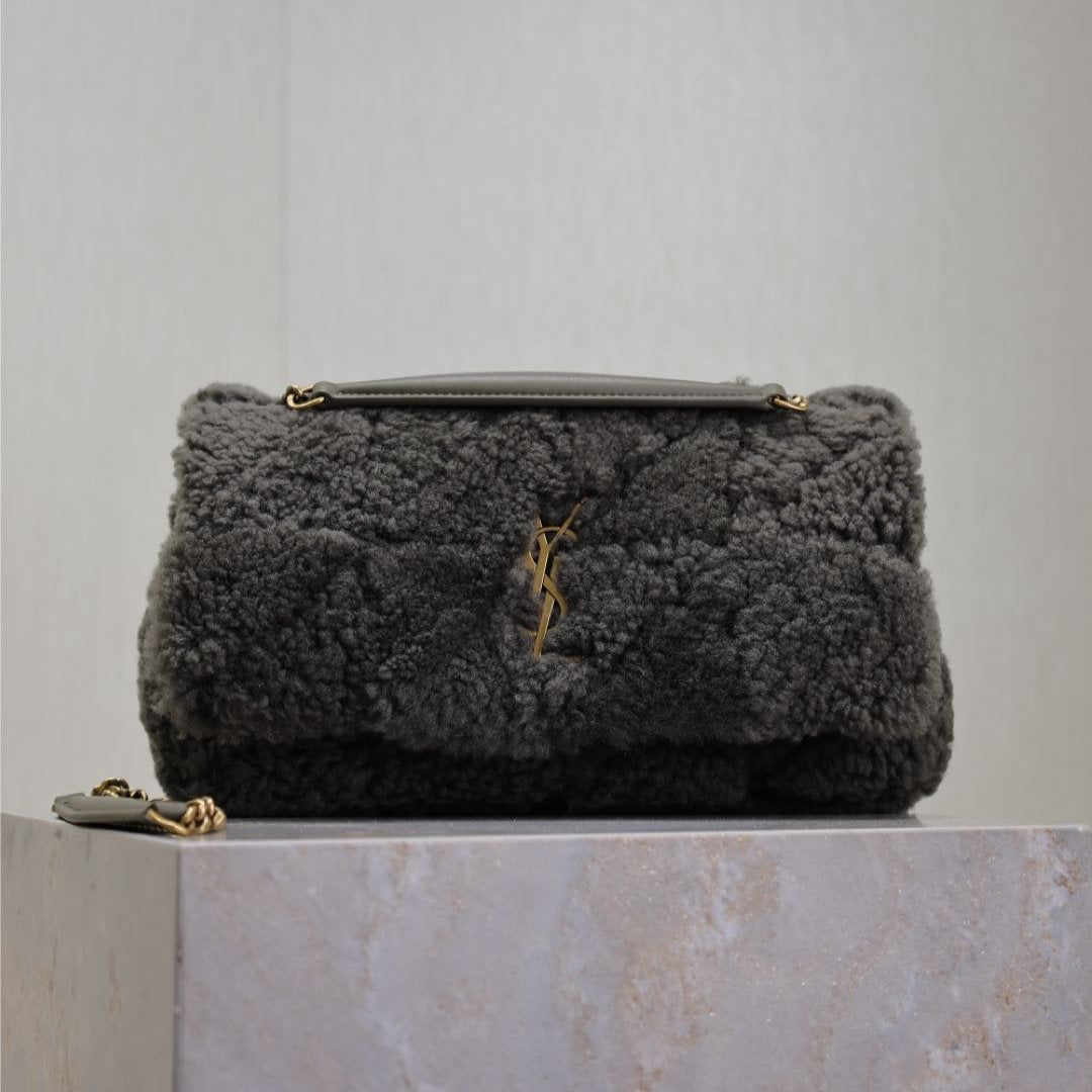 Saint Laurent Jamie Bag 25 in Dark Gray Lamb Wool