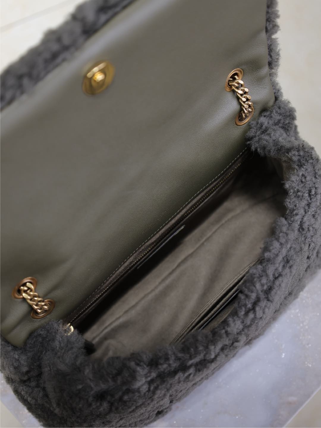 Saint Laurent Jamie Bag 25 in Dark Gray Lamb Wool