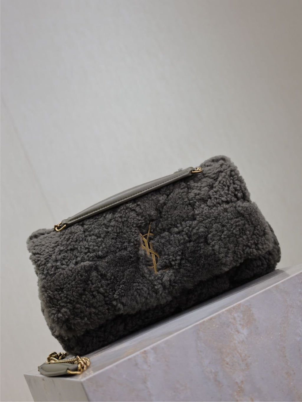 Saint Laurent Jamie Bag 25 in Dark Gray Lamb Wool