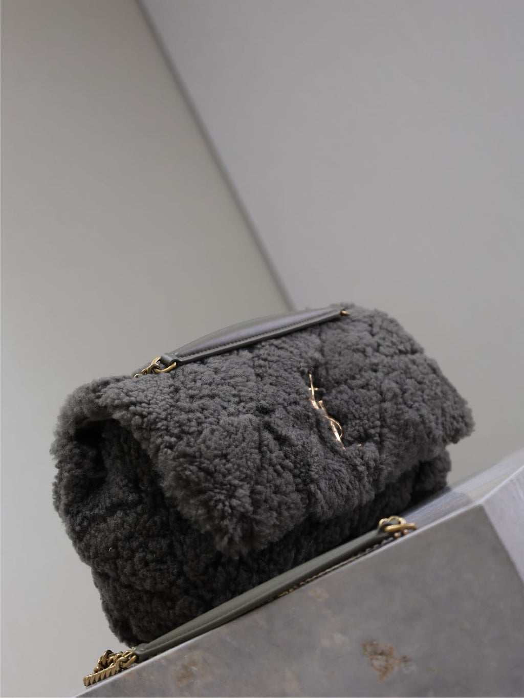 Saint Laurent Jamie Bag 25 in Dark Gray Lamb Wool