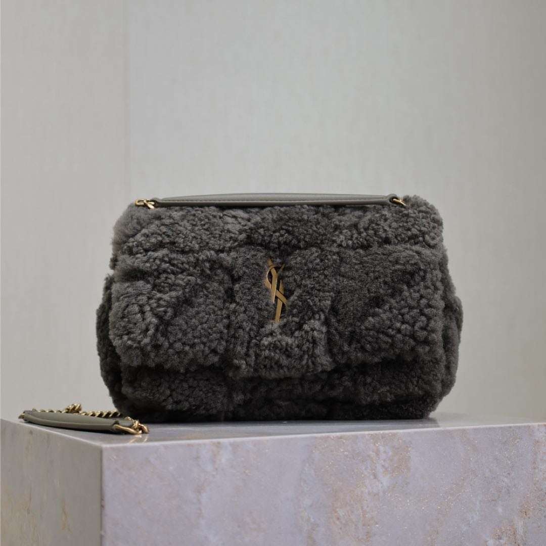 Saint Laurent Jamie Bag 20 in Dark Gray Lamb Wool