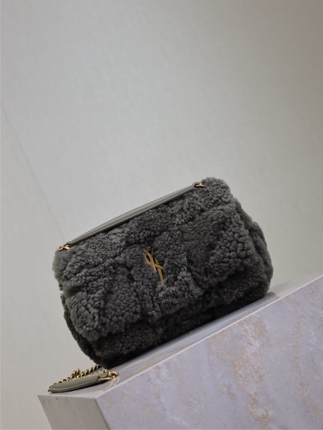 Saint Laurent Jamie Bag 20 in Dark Gray Lamb Wool