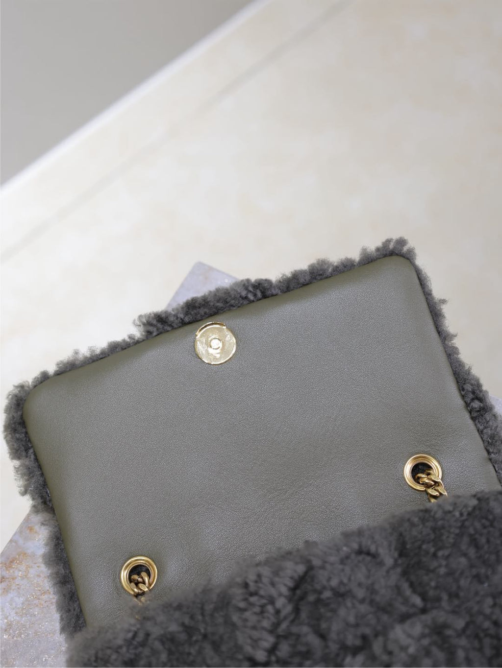 Saint Laurent Jamie Bag 20 in Dark Gray Lamb Wool