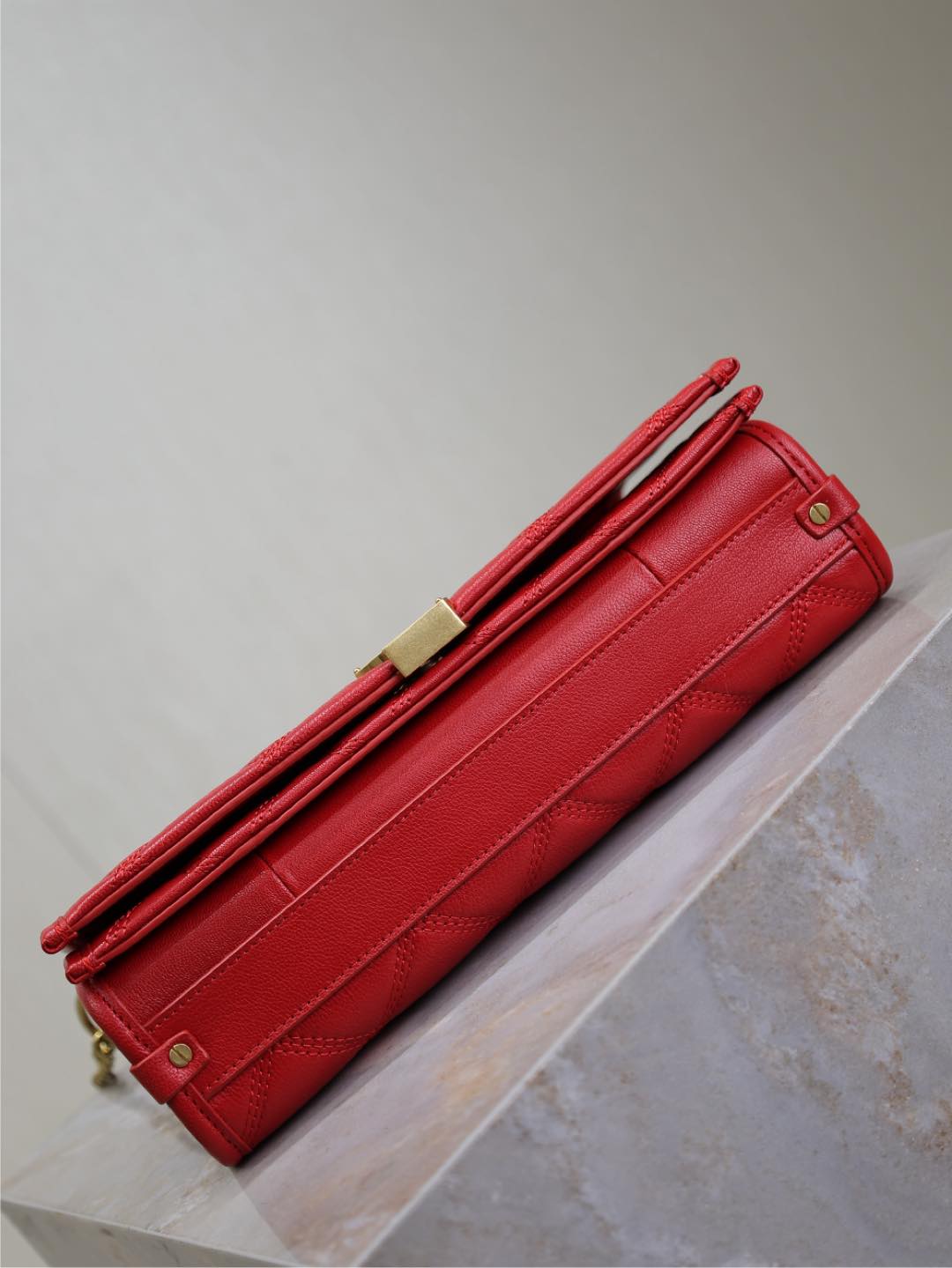 Saint Laurent Becky 25 in Red Quilted Lambskin Gold Hardware Bag