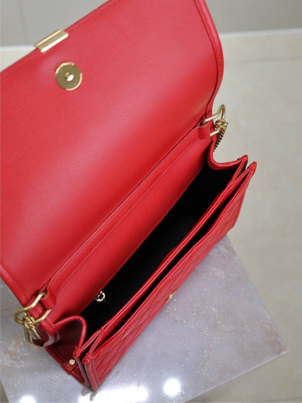 Saint Laurent Becky 25 in Red Quilted Lambskin Gold Hardware Bag