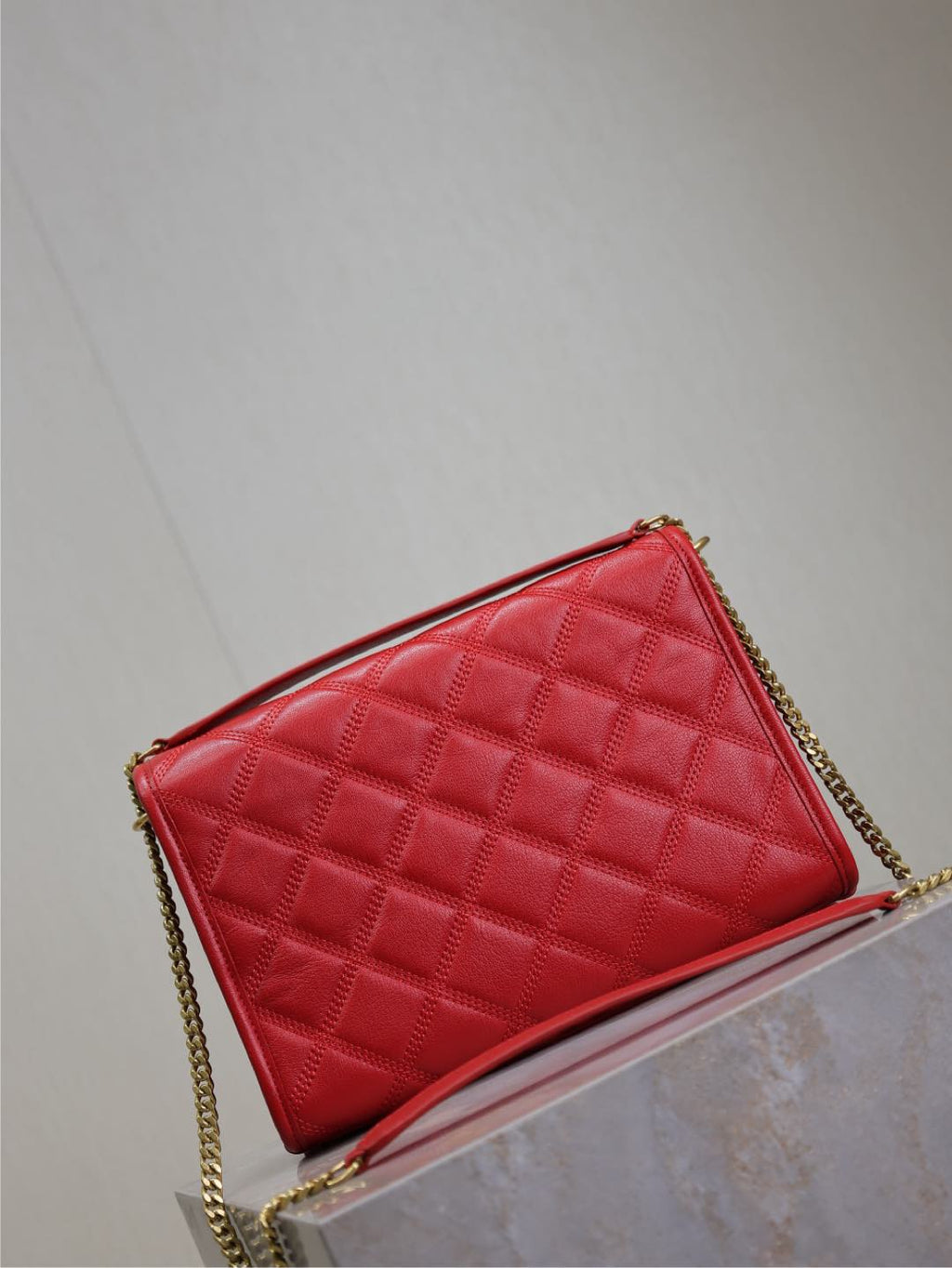 Saint Laurent Becky 25 in Red Quilted Lambskin Gold Hardware Bag