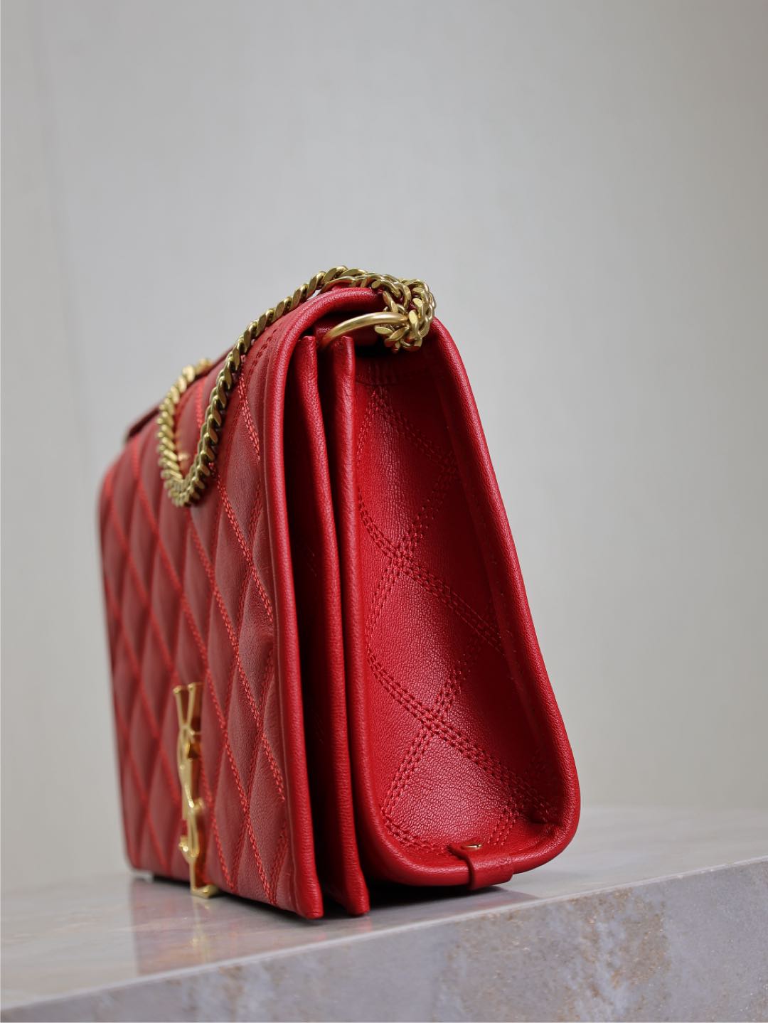 Saint Laurent Becky 25 in Red Quilted Lambskin Gold Hardware Bag