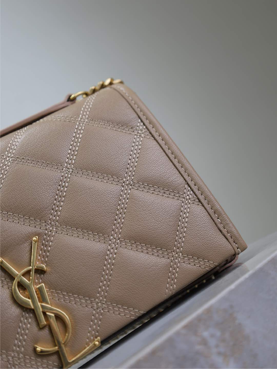Saint Laurent Becky 22 in Medium Brown Quilted Lambskin Gold Hardware Bag