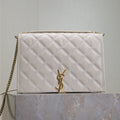 Saint Laurent Becky 26 in White Quilted Lambskin Gold Hardware Bag