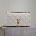 Saint Laurent Becky 22 in White Quilted Lambskin Gold Hardware Bag