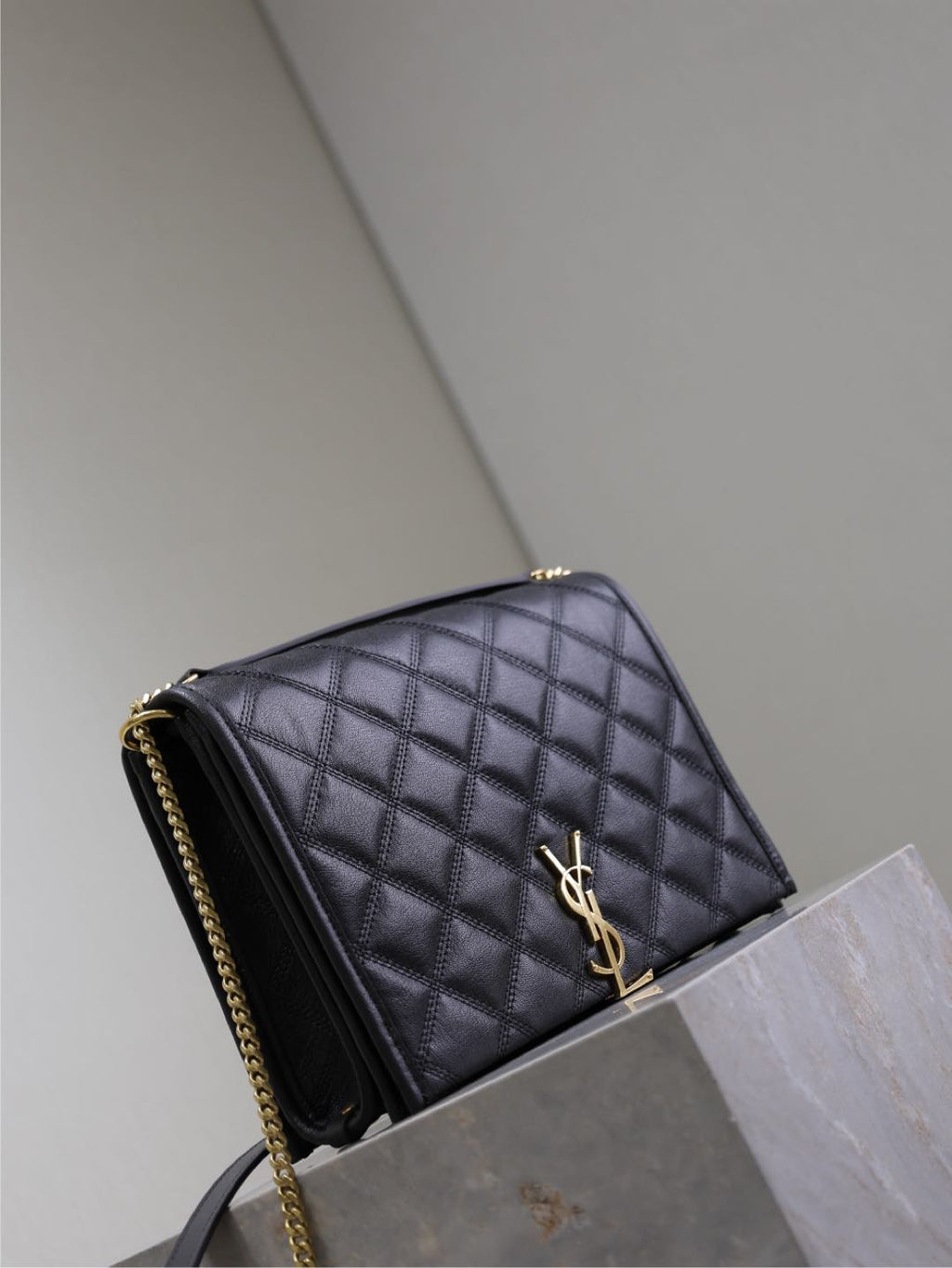 Saint Laurent Becky 26 in Black Quilted Lambskin Gold Hardware Bag