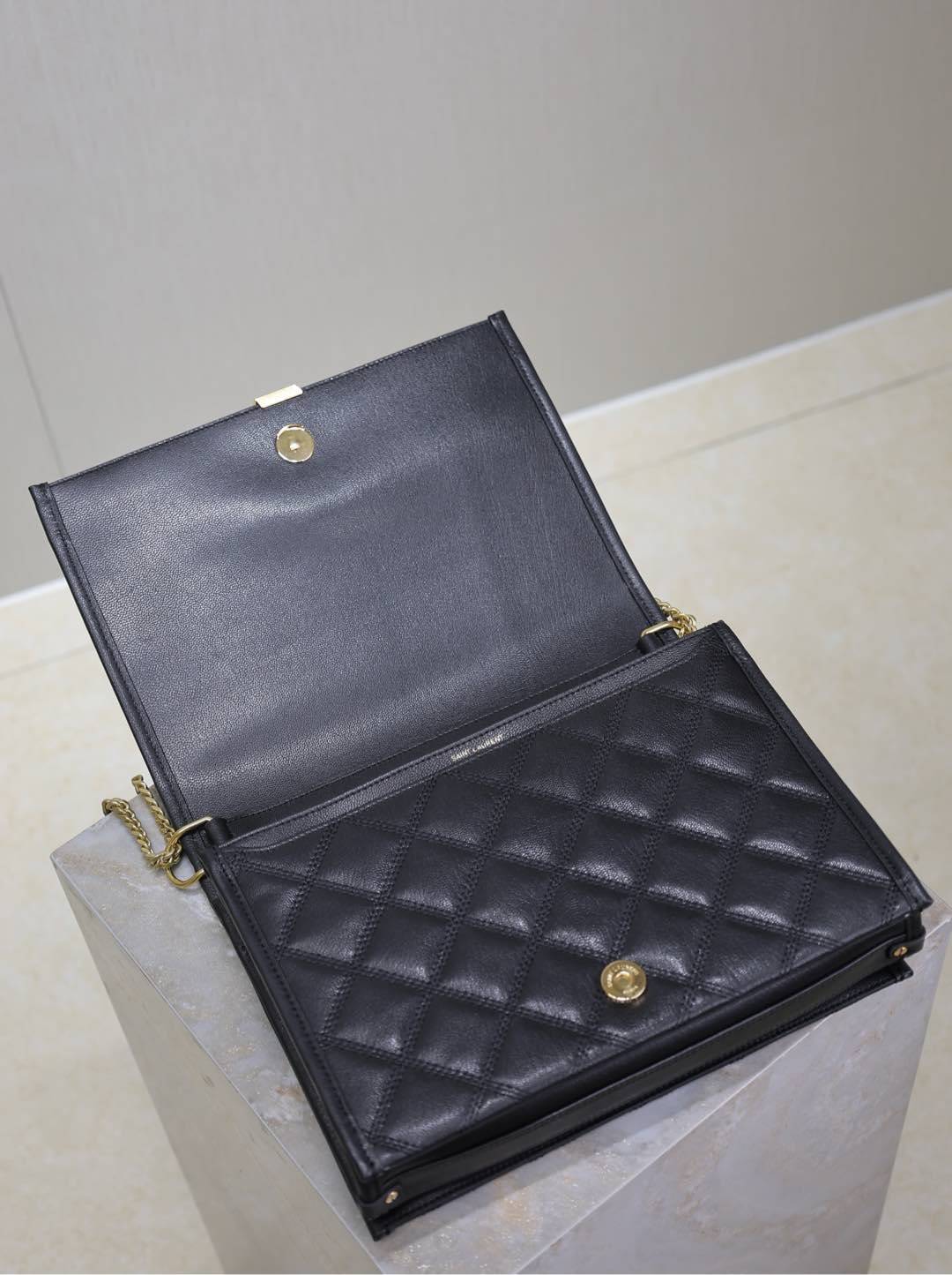 Saint Laurent Becky 26 in Black Quilted Lambskin Gold Hardware Bag