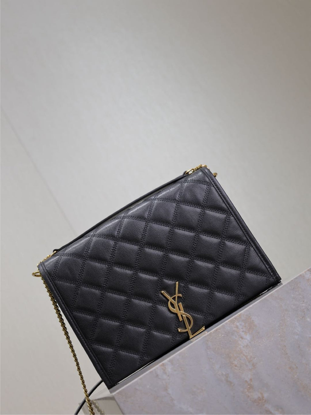 Saint Laurent Becky 26 in Black Quilted Lambskin Gold Hardware Bag