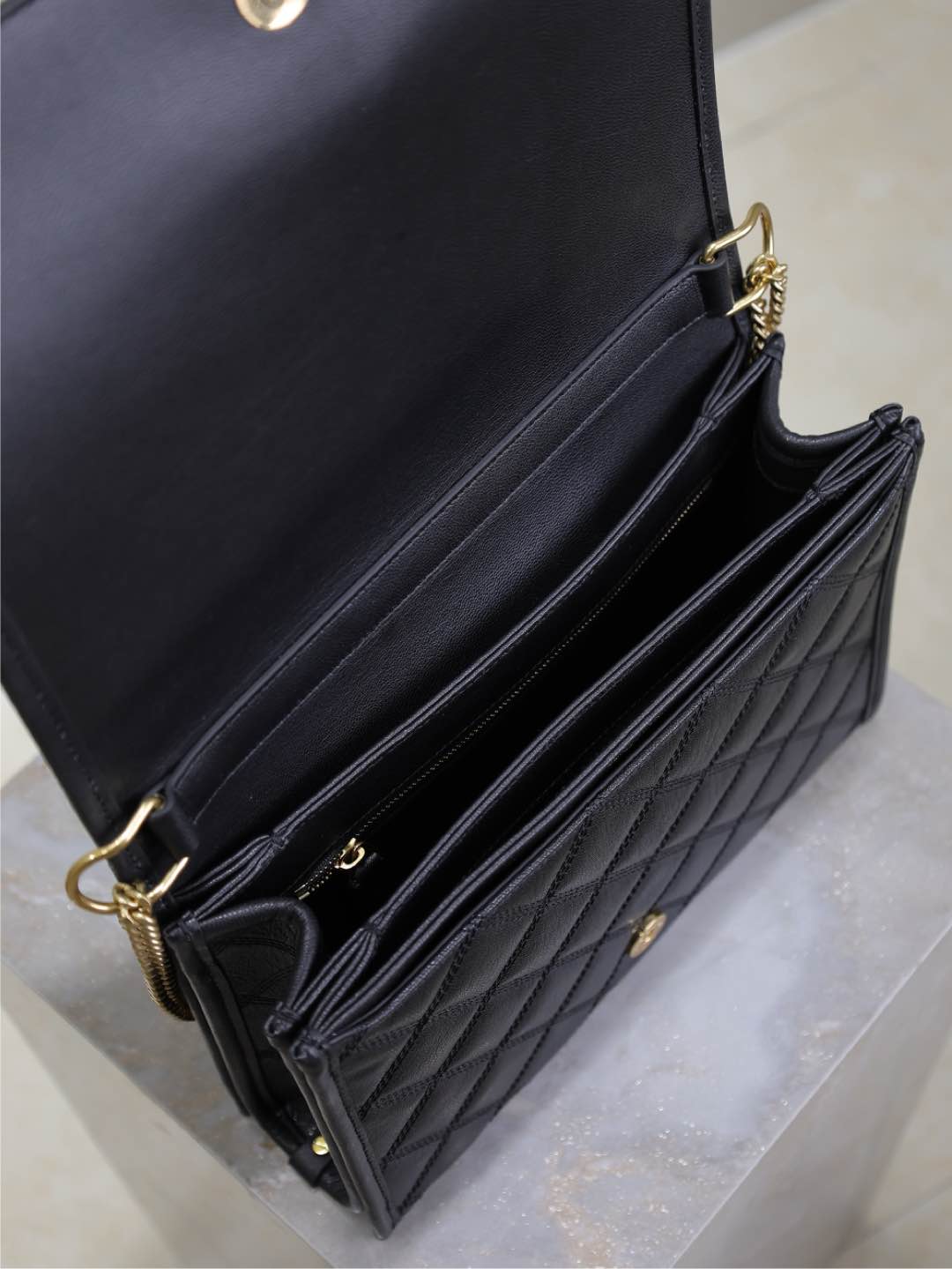 Saint Laurent Becky 26 in Black Quilted Lambskin Gold Hardware Bag