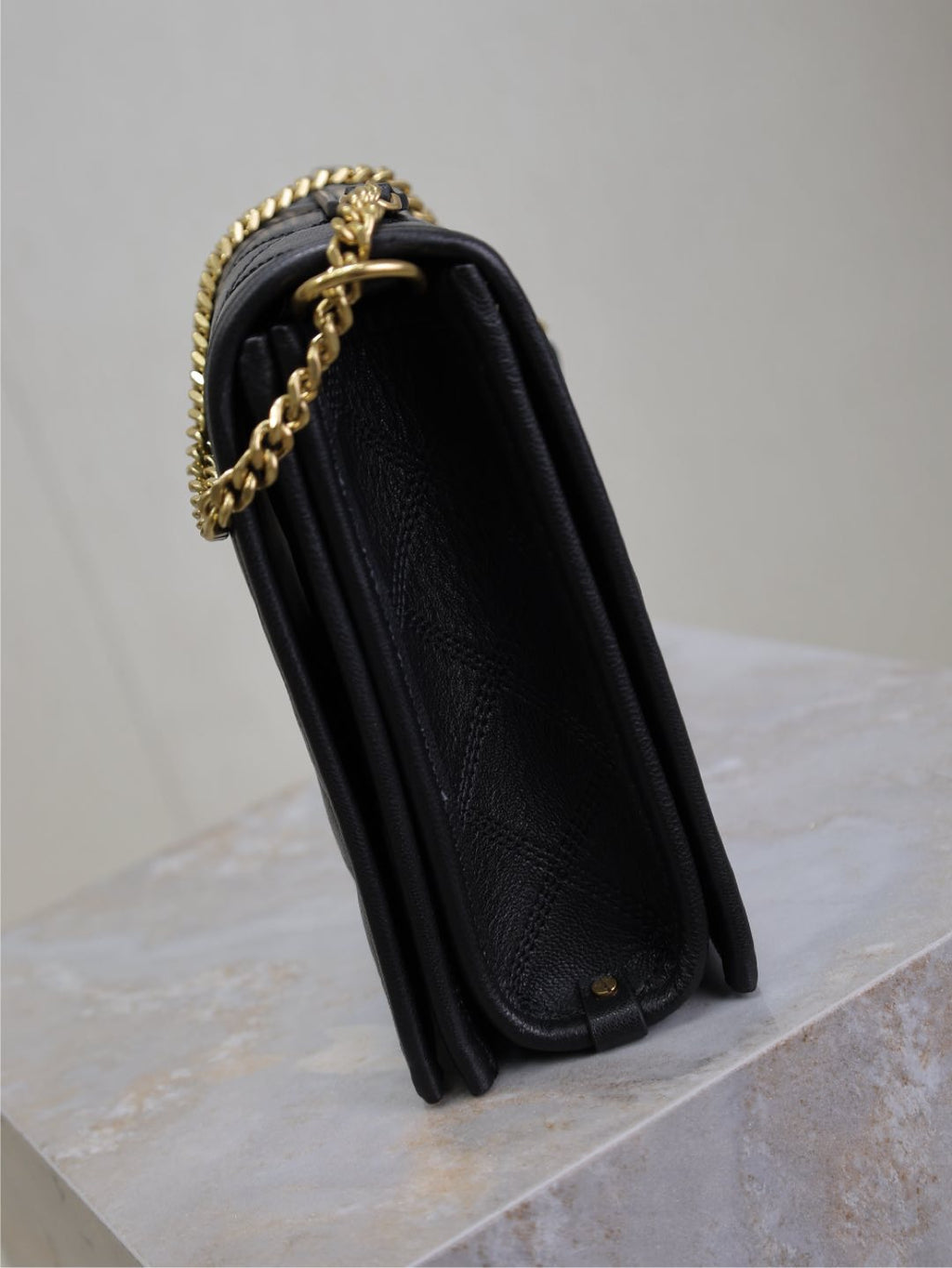 Saint Laurent Becky 26 in Black Quilted Lambskin Gold Hardware Bag
