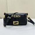 Baguette 27 in Black Smooth Calfskin Gold Hardware