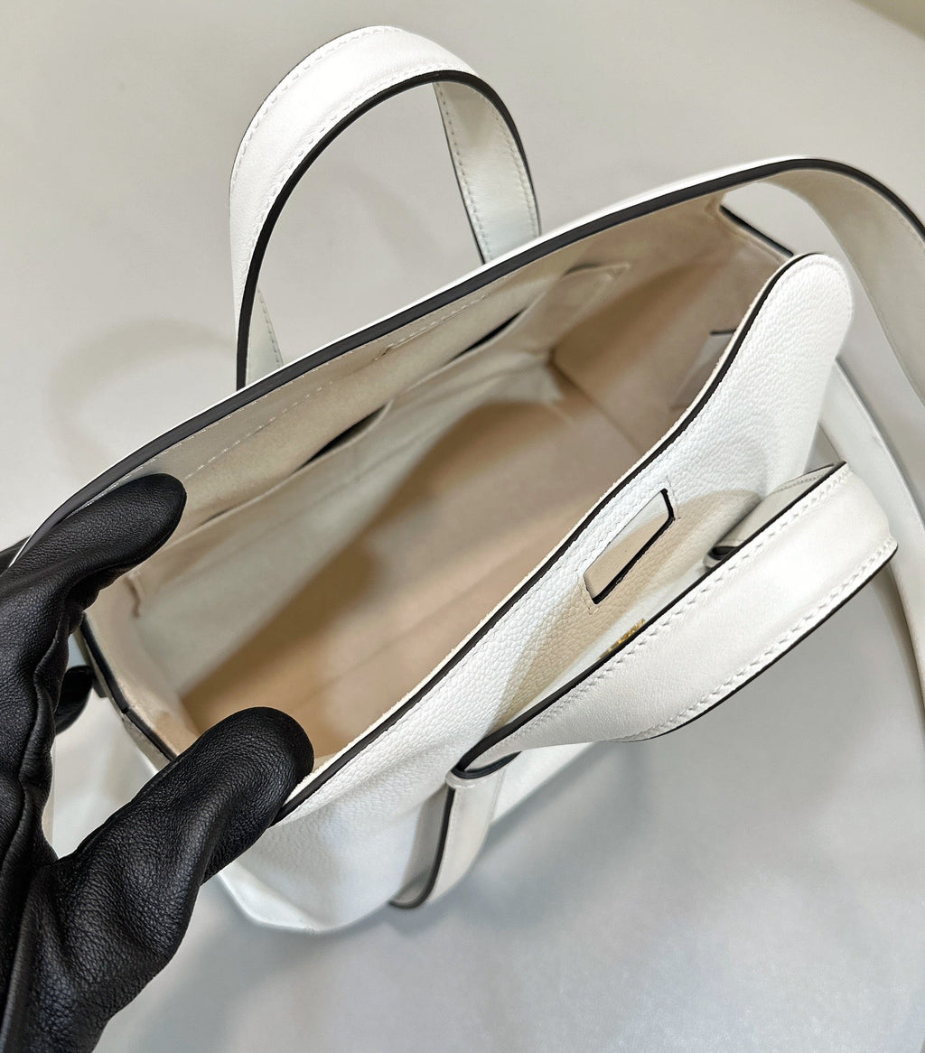 Fendi 27 Bag in White Calfskin with Gold Hardware