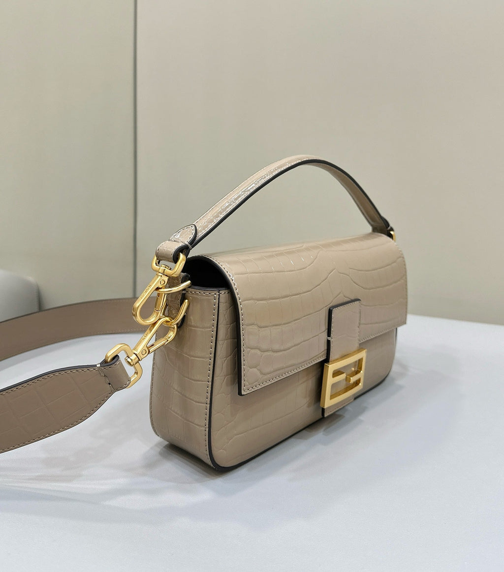 Fendi Baguette 27 Bag in Sand Beige Calfskin with Gold Hardware
