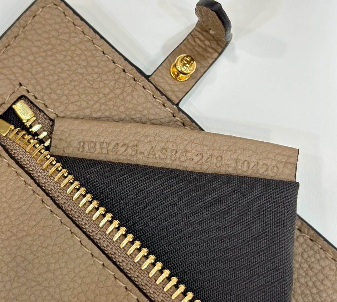 Fendi Roll 33 Tote Bag in Peanut Brown Mix White Canvas