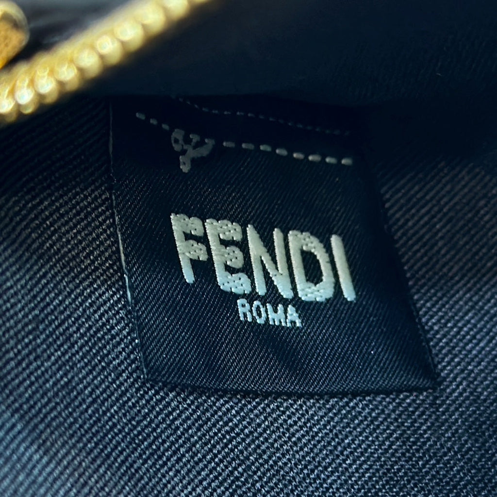 Fendi Roll 22 Tote Bag in Midnight Blue Mix White Canvas
